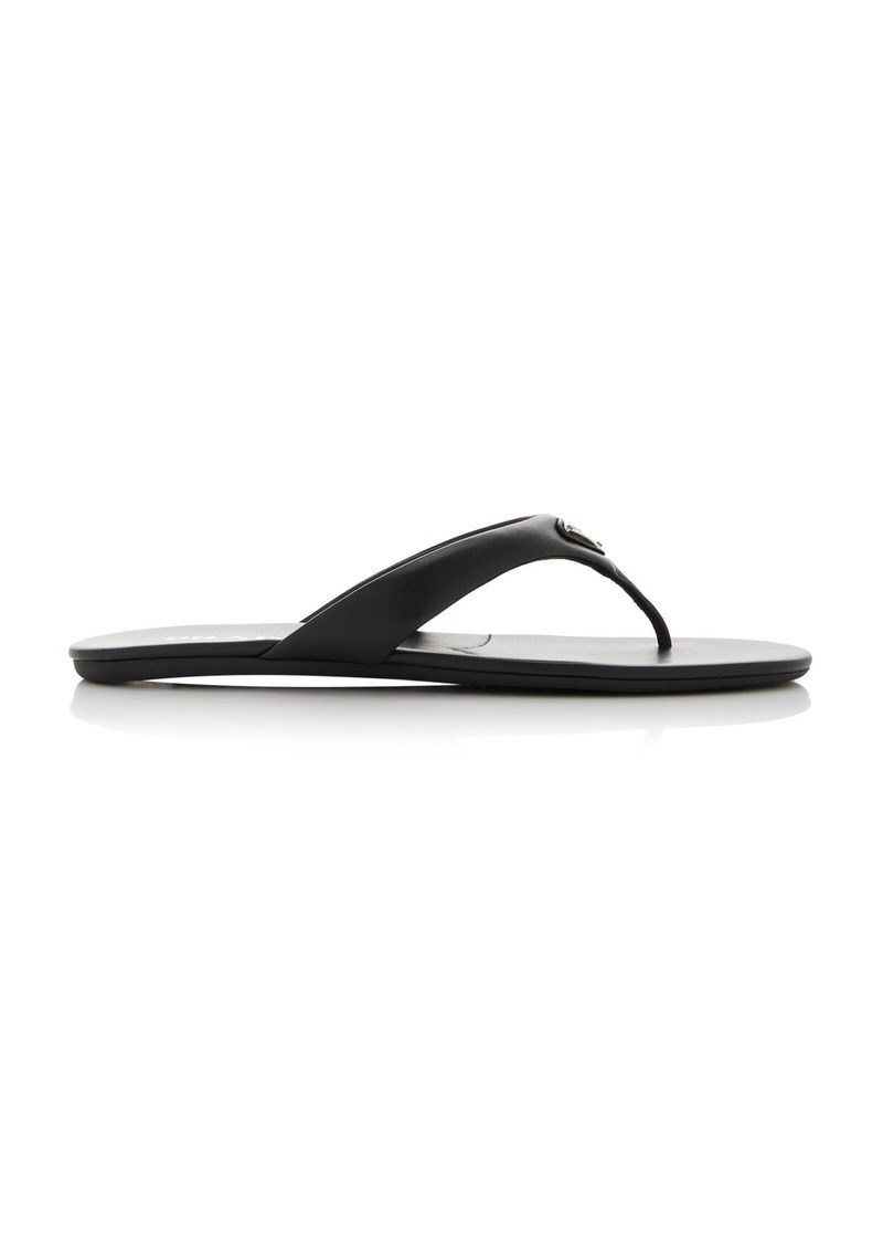 Prada - Leather Flip-Flop Sandals - Black - IT 39 - Moda Operandi