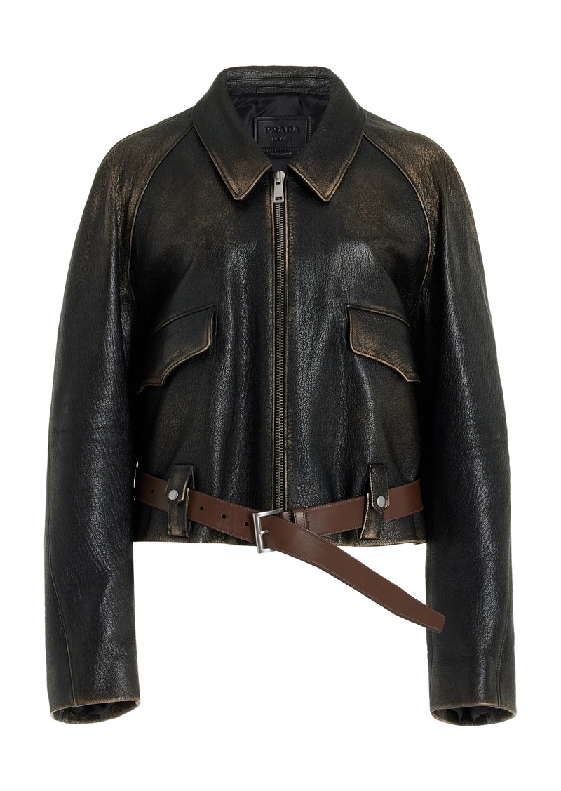 Prada - Leather Jacket - Black - IT 38 - Moda Operandi