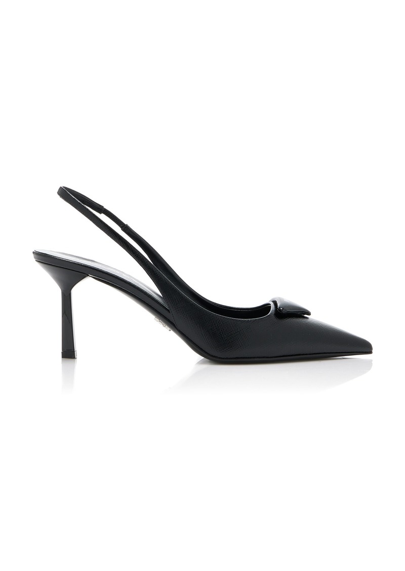 Prada - Leather Slingback Pumps - Black - IT 36.5 - Moda Operandi