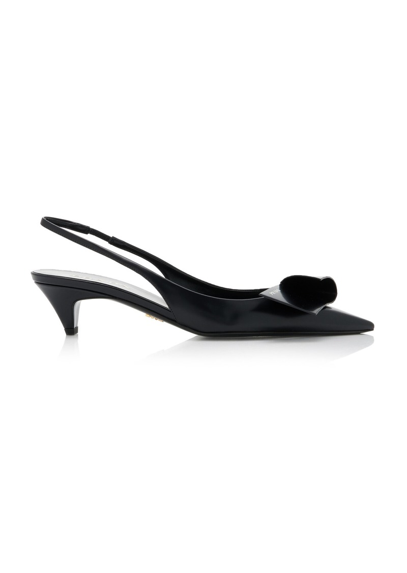 Prada - Leather Slingback Pumps - Black - IT 38 - Moda Operandi