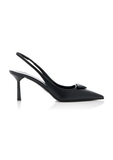 Prada - Leather Slingback Pumps - Black - IT 36 - Moda Operandi