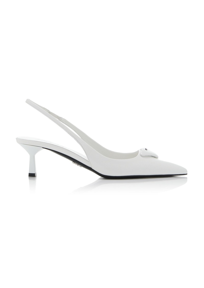 Prada - Leather Slingback Pumps - Ivory - IT 39 - Moda Operandi