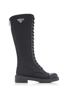 Prada - Leather-Trimmed Nylon Lace-Up Knee Boots - Black - IT 37 - Moda Operandi