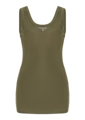 Prada - Logo-Detailed Cotton Tank Top - Green - IT 44 - Moda Operandi