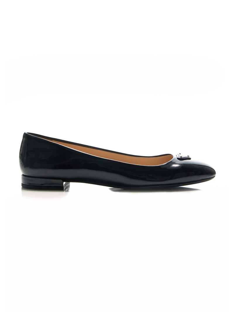 Prada - Logo-Detailed Leather Ballet Flats - Black - IT 37 - Moda Operandi