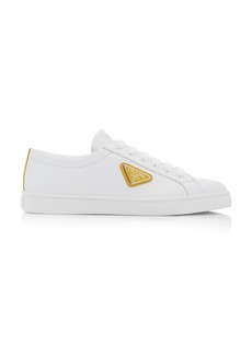 Prada - Logo-Detailed Leather Low-Top Sneakers - White - IT 35 - Moda Operandi