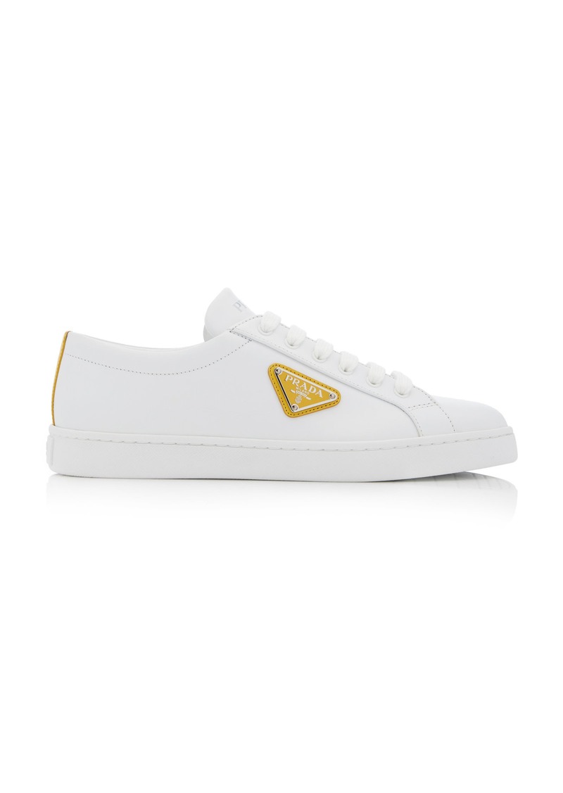 Prada - Logo-Detailed Leather Low-Top Sneakers - White - IT 36.5 - Moda Operandi