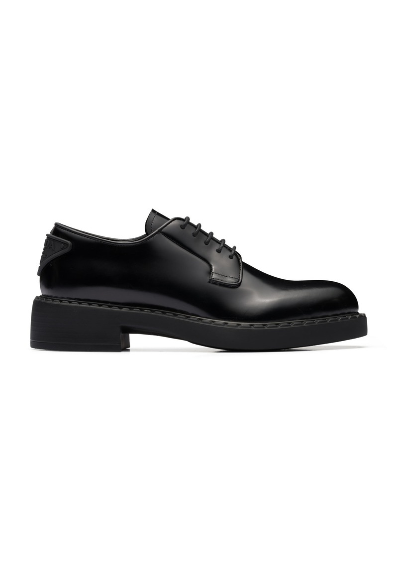 Prada - Logo-Detailed Leather Oxford Loafers - Black - IT 37 - Moda Operandi