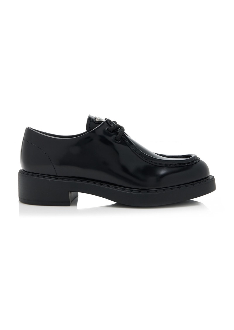 Prada - Logo-Detailed Leather Oxford Loafers           - Black - IT 40 - Moda Operandi