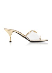 Prada - Logo-Detailed PVC Mules - Gold - IT 37 - Moda Operandi