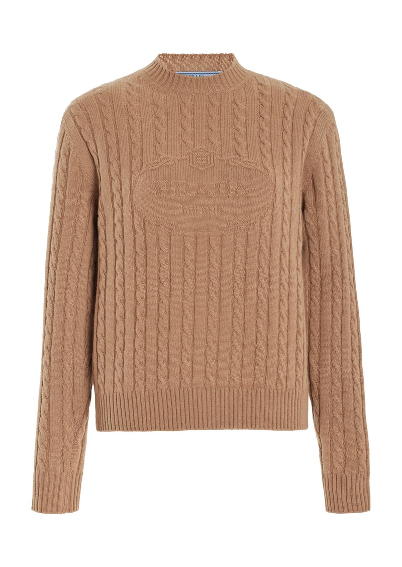 Prada - Logo-Knit Cashmere Sweater - Neutral - IT 42 - Moda Operandi