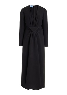 Prada - Long Deep V-Neck Cady Maxi Dress - Black - IT 36 - Moda Operandi