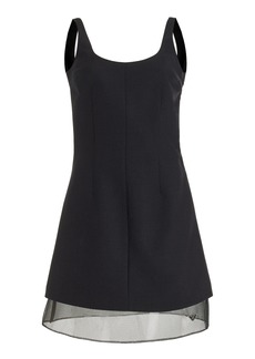 Prada - Mesh-Trimmed Wool Mini Dress - Black - IT 40 - Moda Operandi