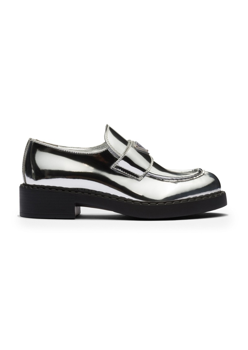 Prada - Metallic Leather Loafers - Silver - IT 36 - Moda Operandi