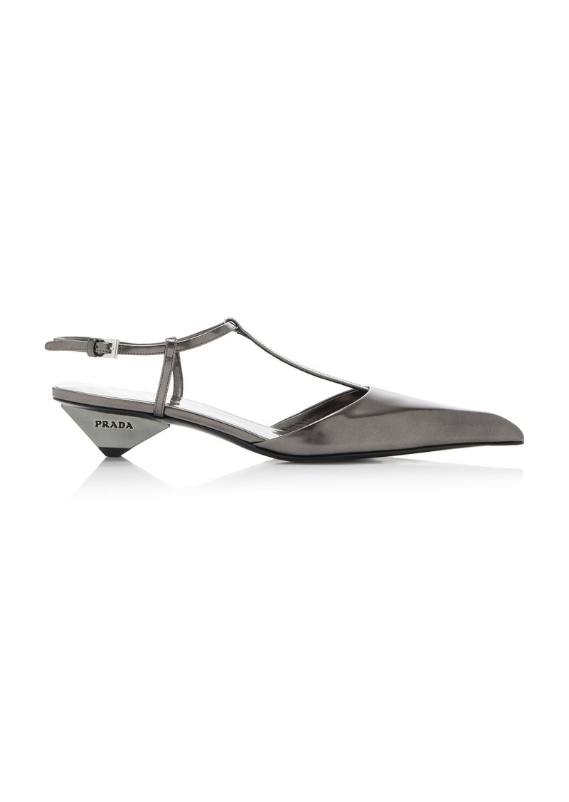 Prada - Metallic Leather Pumps - Silver - IT 37 - Moda Operandi