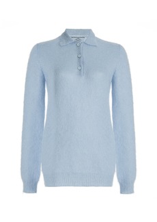 Prada - Mohair-Blend Knit Polo Top - Blue - IT 38 - Moda Operandi