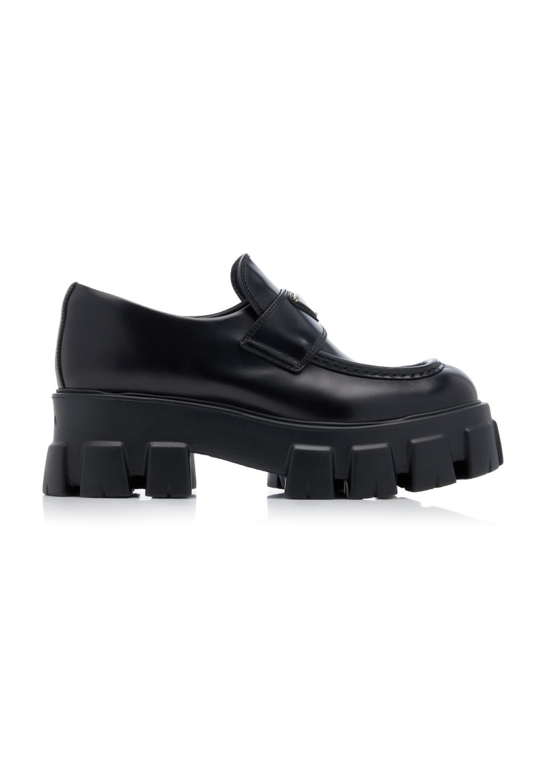 Prada - Monolith Leather Loafers - Black - IT 40.5 - Moda Operandi