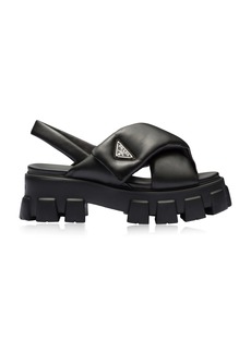 Prada - Monolith Padded Leather Sandals - Black - IT 38.5 - Moda Operandi
