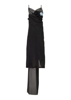 Prada - Nylon Crepe Midi Dress - Black - IT 40 - Moda Operandi