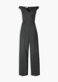 Prada - Off-the-shoulder Prince of Wales checked wool-blend jumpsuit - Gray - IT 46
