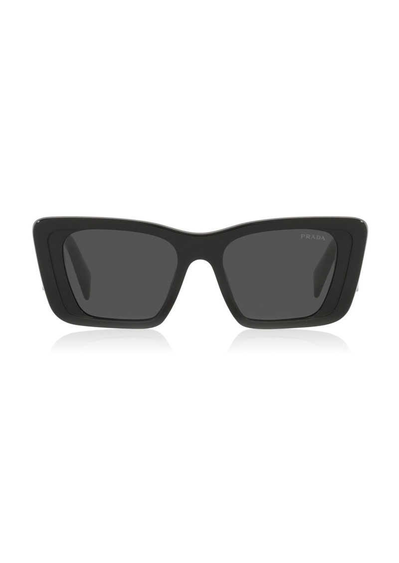 Prada - Oversized Cat-Eye Acetate Sunglasses - Black - OS - Moda Operandi