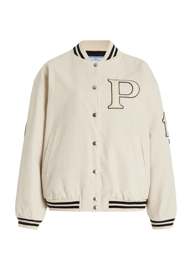 Prada - Oversized Mohair-Wool Varsity Jacket - Ivory - IT 42 - Moda Operandi