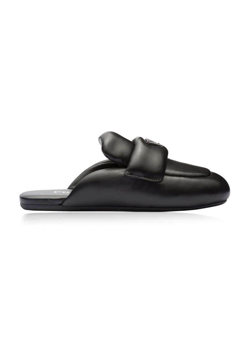 Prada - Padded Leather Loafer Mules - Black - IT 39 - Moda Operandi