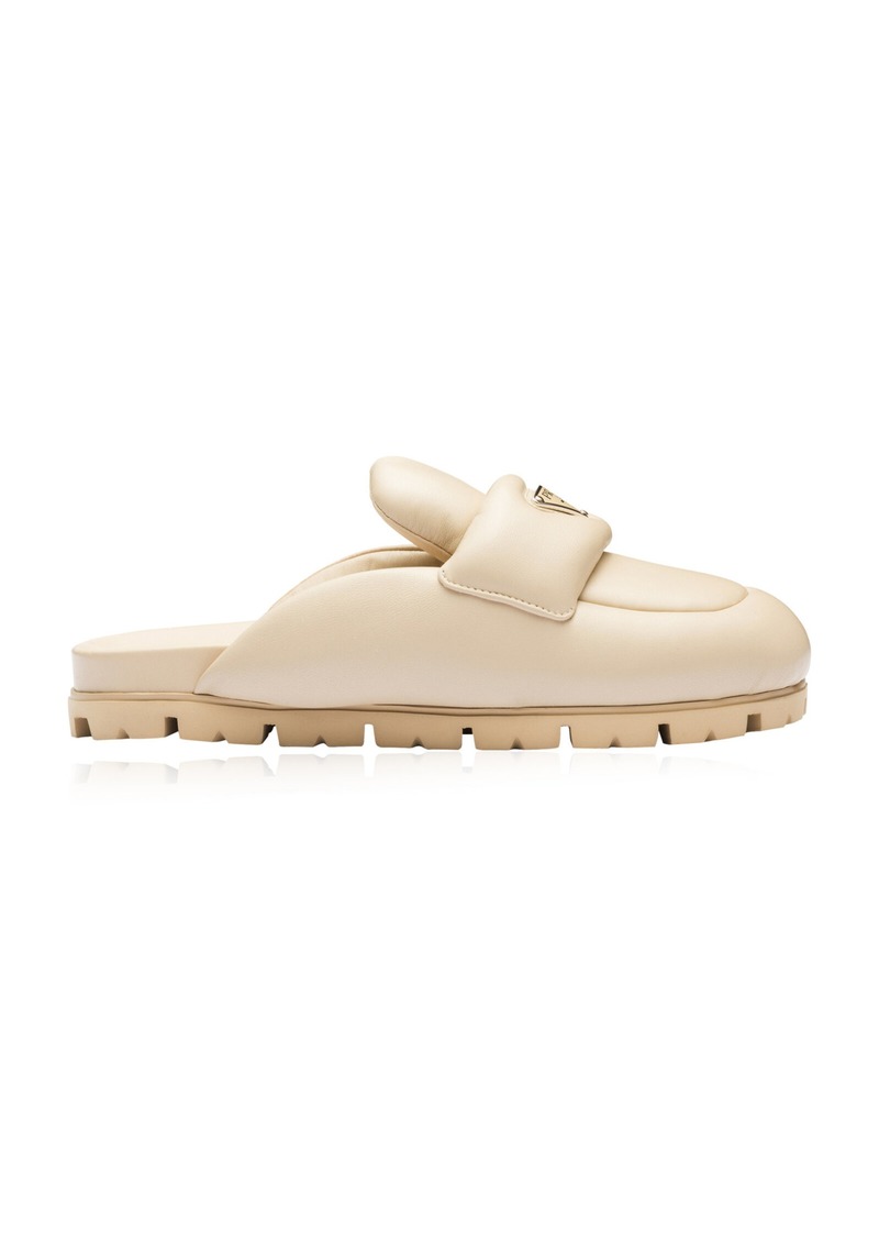 Prada - Padded Leather Loafer Mules - Neutral - IT 37 - Moda Operandi