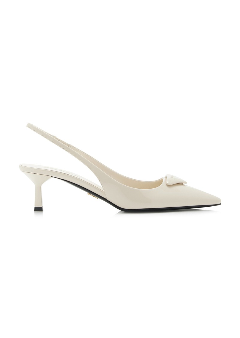 Prada - Patent Leather Slingback Pumps - Neutral - IT 37 - Moda Operandi