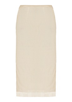 Prada - Pearl-Embroidered Mesh Midi Skirt - Neutral - IT 38 - Moda Operandi