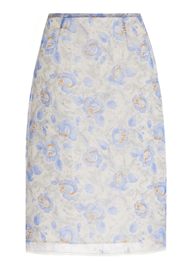 Prada - Peony Nylon Skirt - Blue - IT 40 - Moda Operandi