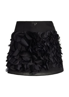 Prada - Petal-Embroidered Silk-Gazar Mini Skirt - Black - IT 40 - Moda Operandi