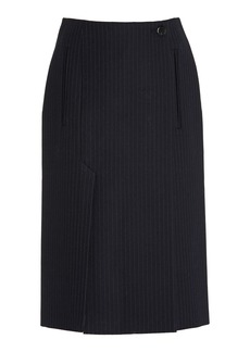 Prada - Pinstriped Wool Midi Skirt - Blue - IT 44 - Moda Operandi