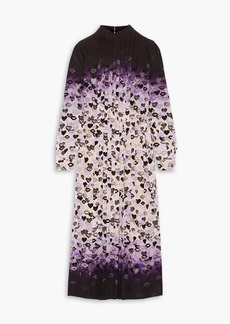 Prada - Pleated printed dégradé silk crepe de chine midi dress - Purple - IT 38