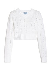 Prada - Pointelle-Knit Cotton Top - White - IT 40 - Moda Operandi