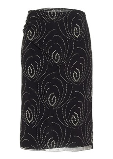 Prada - Printed Georgette Midi Skirt - Black - IT 42 - Moda Operandi