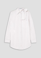 Prada - Pussy-bow striped cotton-poplin shirt - White - IT 44