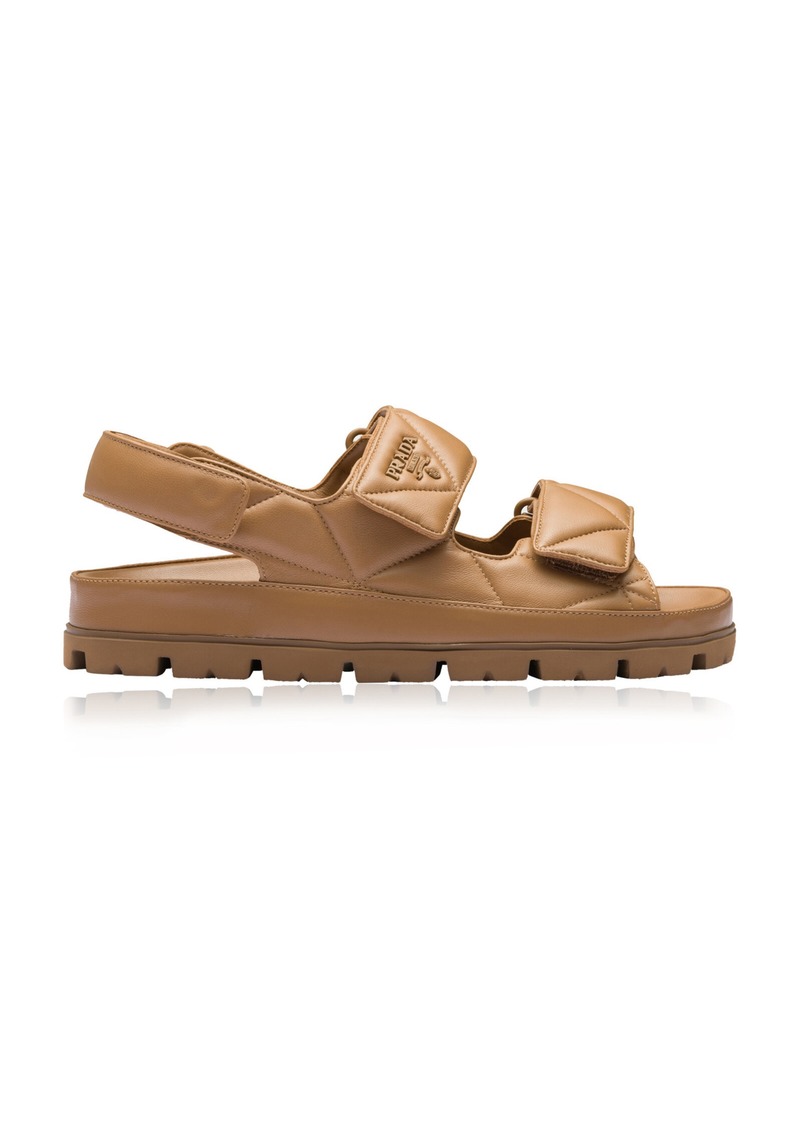 Prada - Quilted Leather Sandals - Brown - IT 36 - Moda Operandi