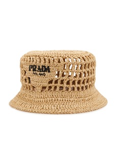 Prada - Raffia Bucket Hat - Neutral - M - Moda Operandi