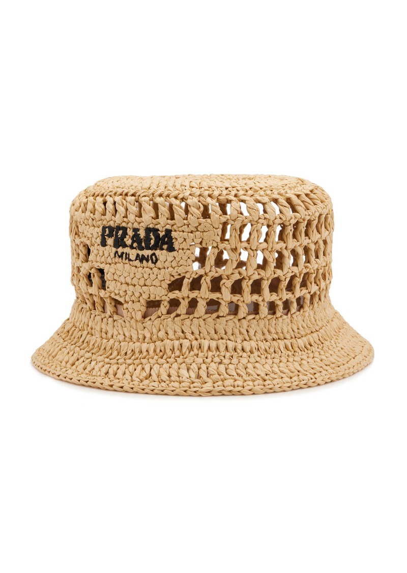 Prada - Raffia Bucket Hat - Neutral - M - Moda Operandi