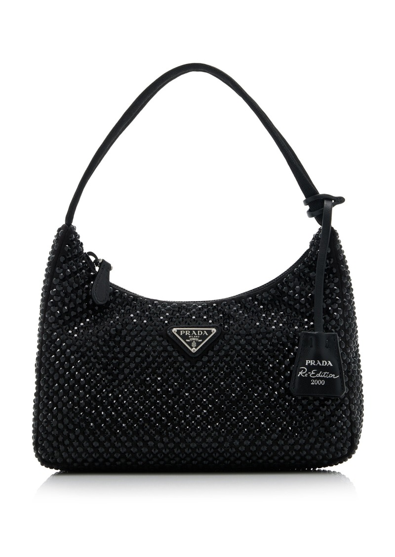 Prada - Re-Edition 2000 Crystal-Embellished Satin Mini Bag - Black - OS - Moda Operandi