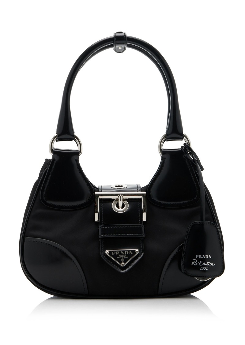 Prada - Re-Edition 2002 Moon Leather-Trimmed Nylon Bag - Black - OS - Moda Operandi