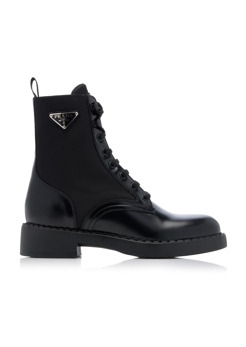 Prada - Re-Nylon and Leather Combat Boots - Black - IT 36 - Moda Operandi