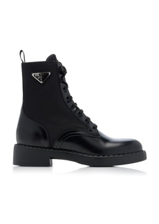 Prada - Re-Nylon and Leather Combat Boots - Black - IT 35 - Moda Operandi