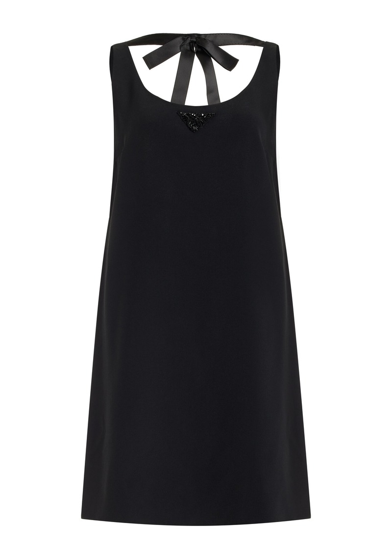 Prada - Ribbon-Detailed Sablé Mini Dress - Black - IT 38 - Moda Operandi