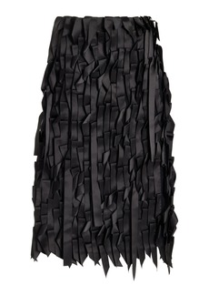 Prada - Ribbon-Embroidered Sablé Midi Skirt - Black - IT 36 - Moda Operandi