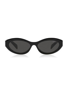 Prada - Round Cat-Eye Acetate Sunglasses - Black - OS - Moda Operandi