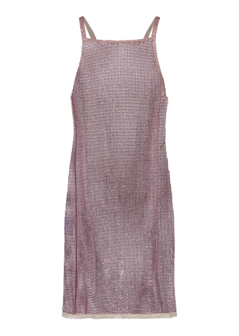 Prada - Sequin-Embroidered Mesh Mini Dress - Pink - IT 38 - Moda Operandi