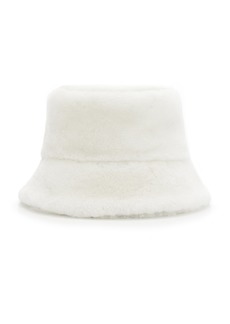 Prada - Shearling Bucket Hat - White - L - Moda Operandi
