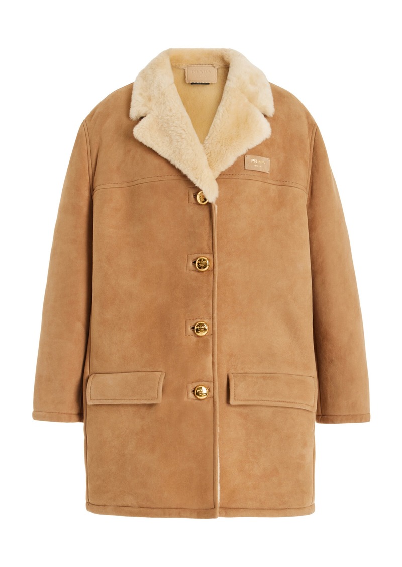 Prada - Shearling Coat - Neutral - IT 38 - Moda Operandi